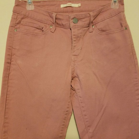 Pink Levi Jeans, Vintage 28 x 28 Levis Skinny Jeans, Women Pants 5 Pocket Zipper - Picture 3 of 8